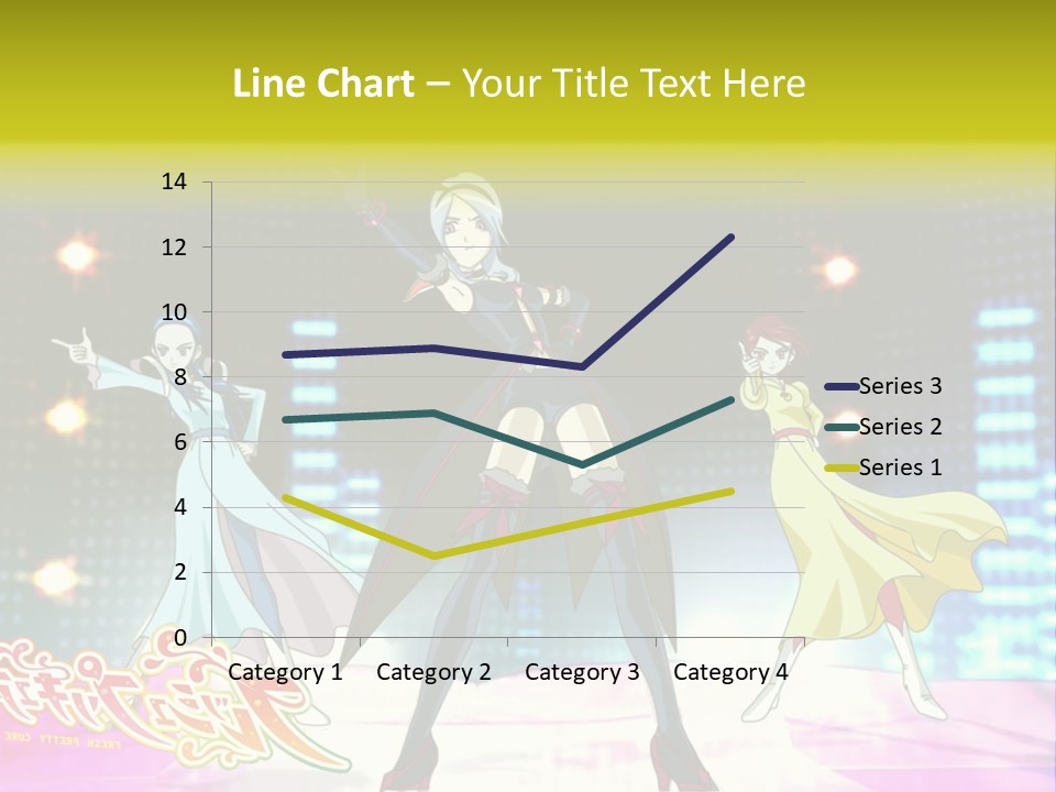 A Group Of Anime Characters Standing On A Stage PowerPoint Template