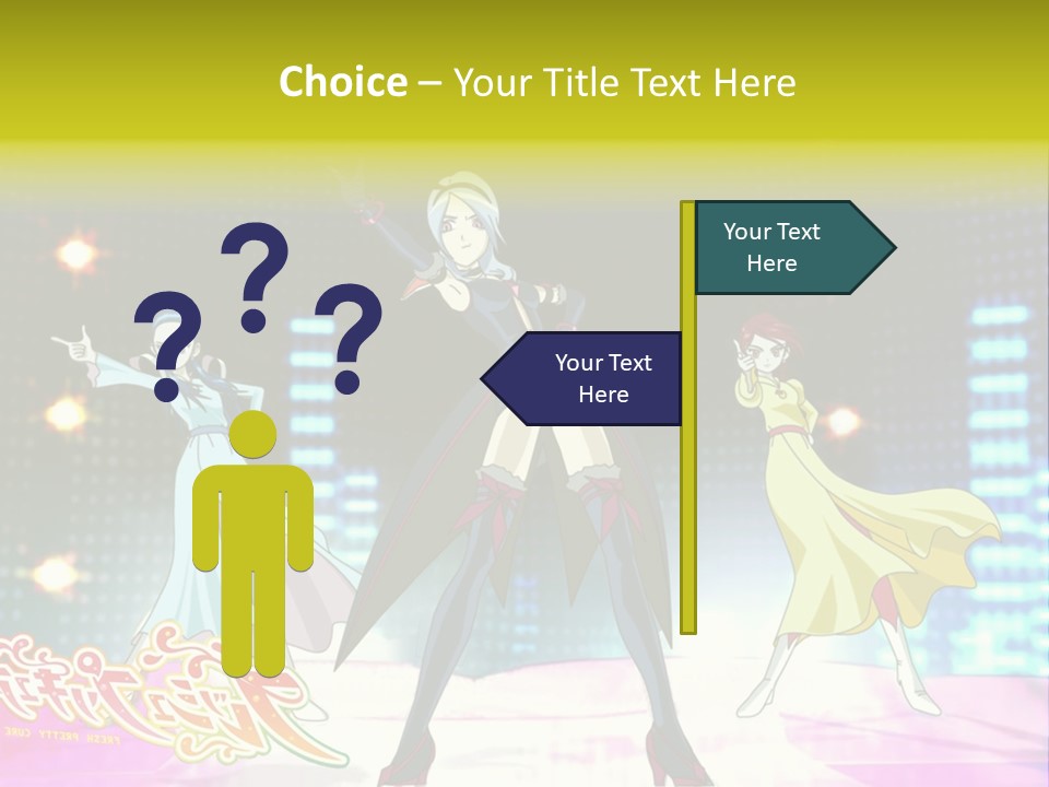 A Group Of Anime Characters Standing On A Stage PowerPoint Template