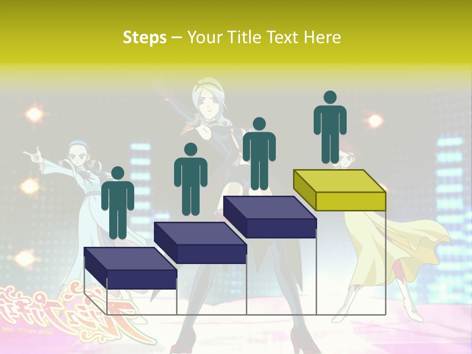 A Group Of Anime Characters Standing On A Stage PowerPoint Template