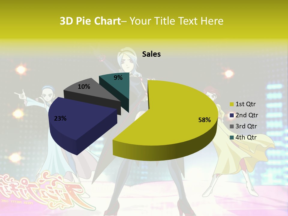 A Group Of Anime Characters Standing On A Stage PowerPoint Template