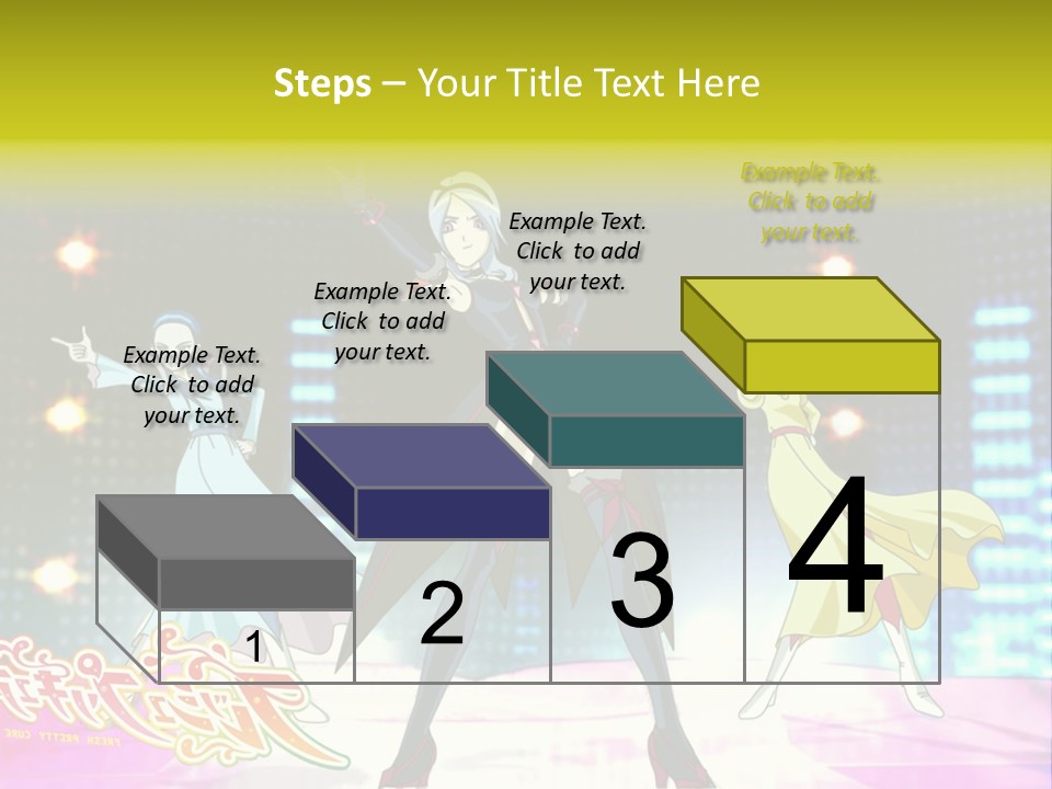 A Group Of Anime Characters Standing On A Stage PowerPoint Template