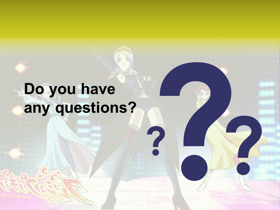 A Group Of Anime Characters Standing On A Stage PowerPoint Template