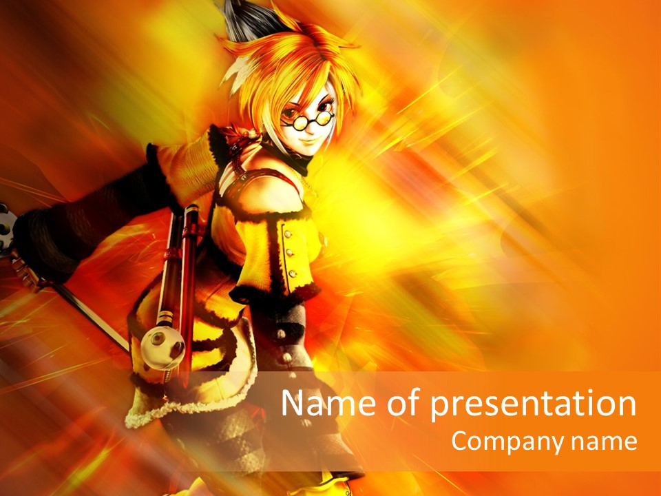 A Woman In A Costume Holding A Sword PowerPoint Template