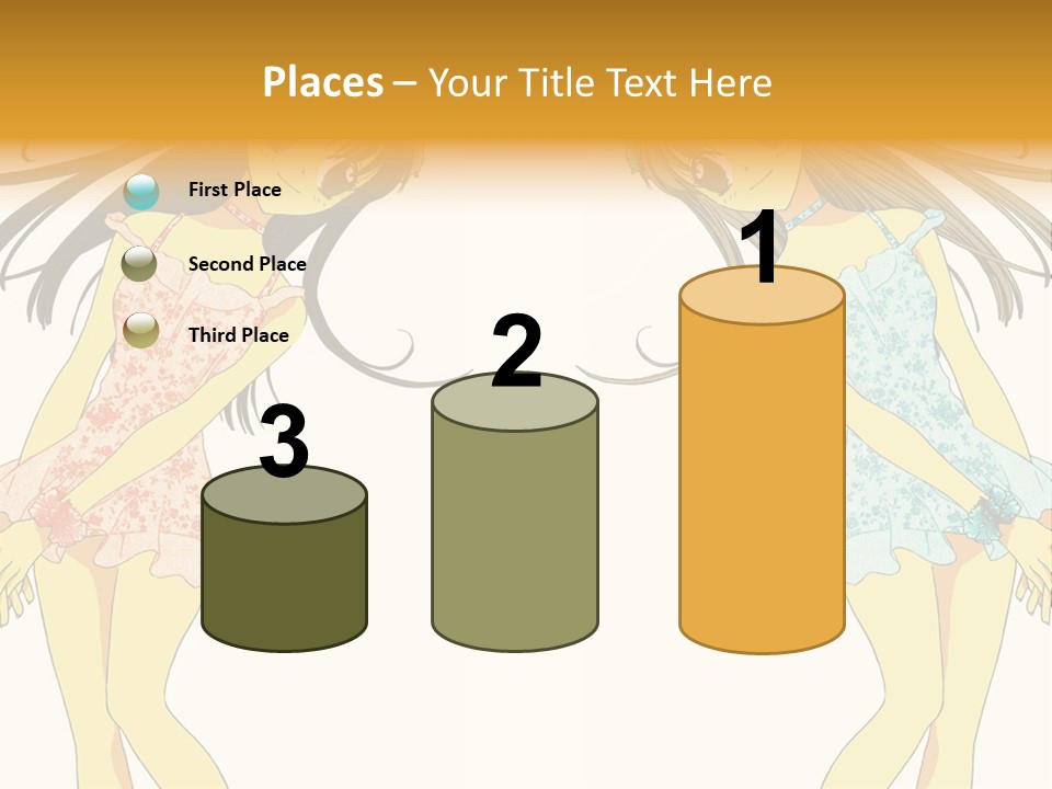 Two Girls With Long Hair Are Standing Next To Each Other PowerPoint Template