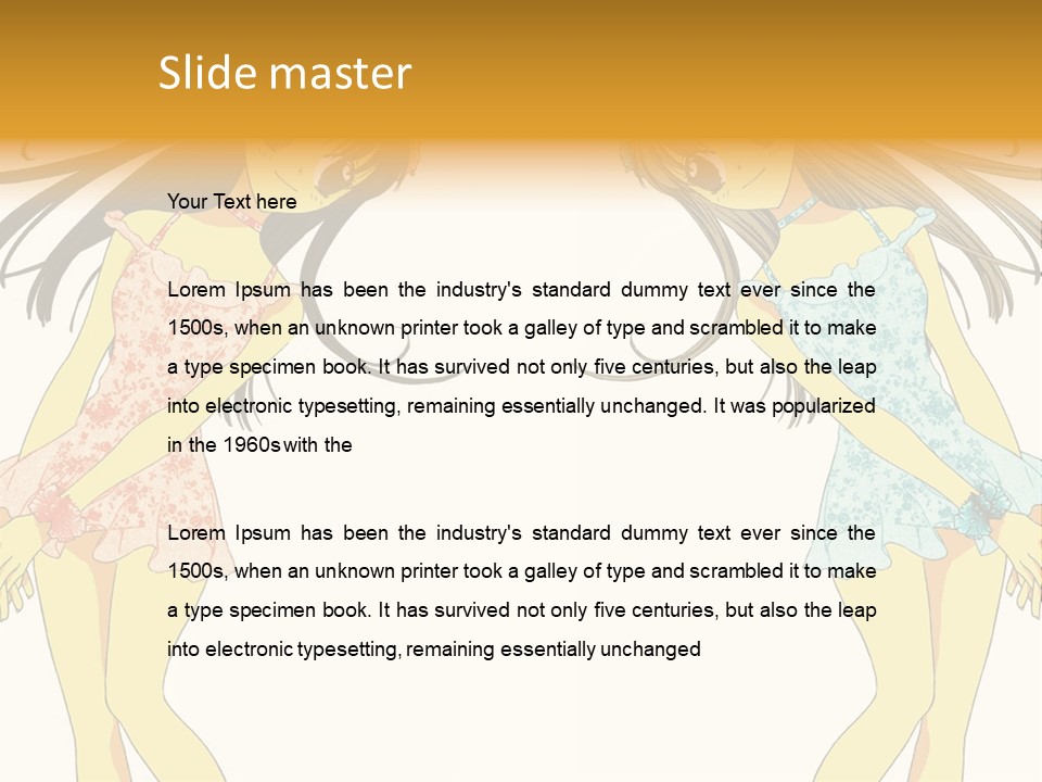 Two Girls With Long Hair Are Standing Next To Each Other PowerPoint Template