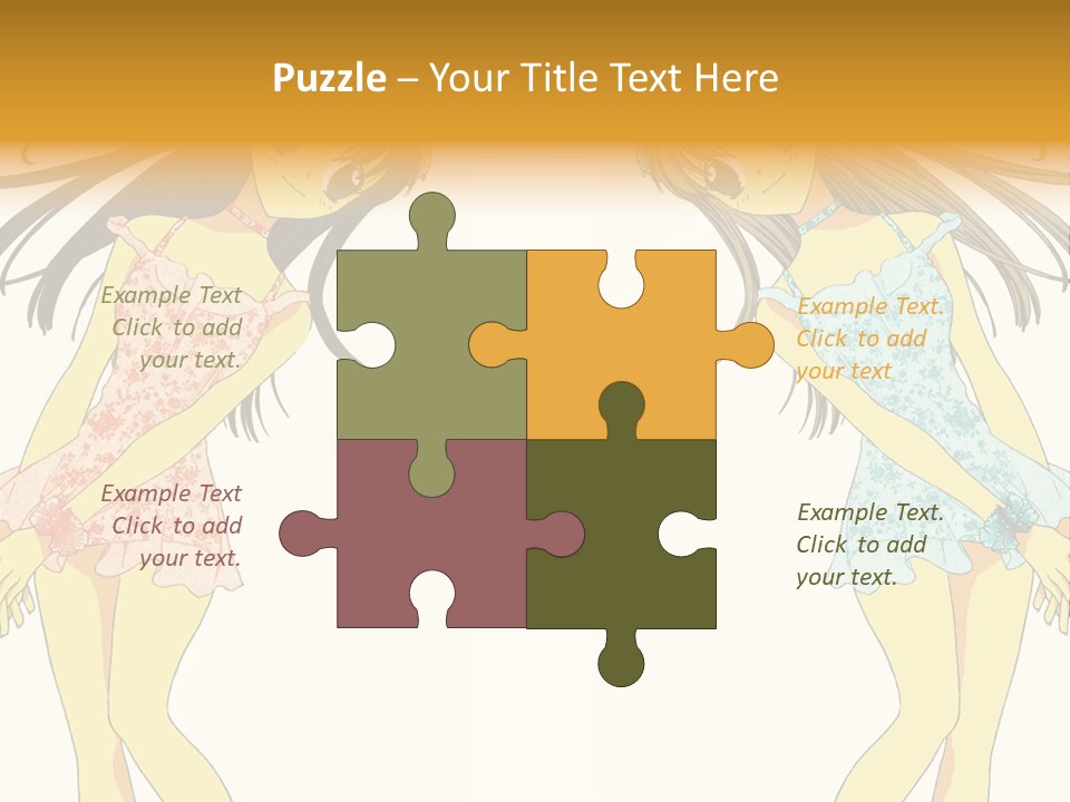 Two Girls With Long Hair Are Standing Next To Each Other PowerPoint Template