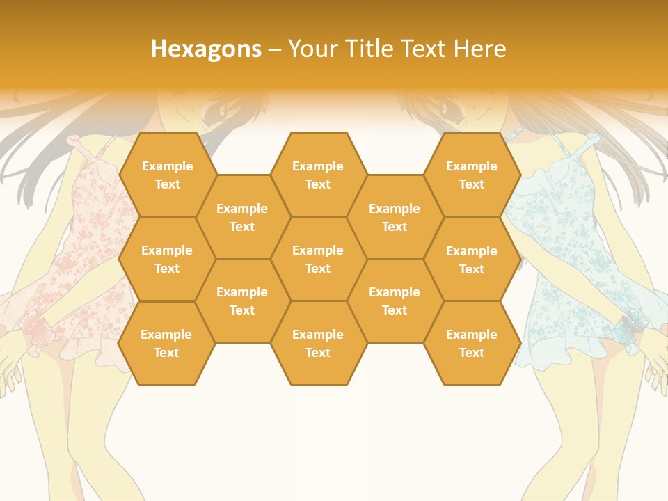 Two Girls With Long Hair Are Standing Next To Each Other PowerPoint Template