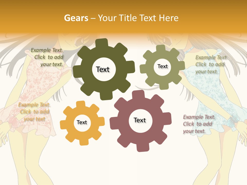 Two Girls With Long Hair Are Standing Next To Each Other PowerPoint Template