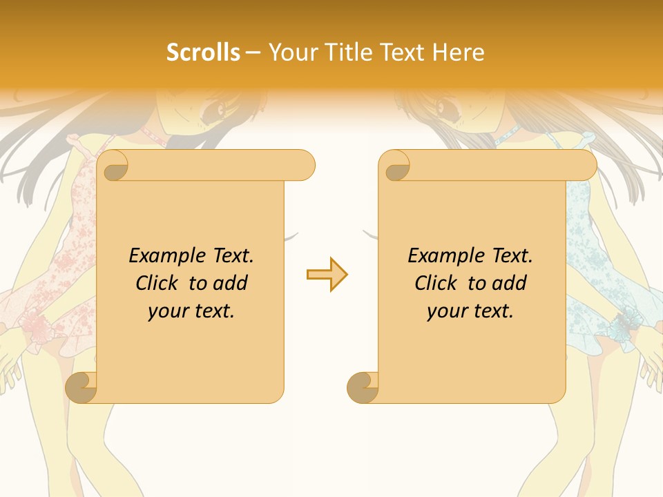 Two Girls With Long Hair Are Standing Next To Each Other PowerPoint Template