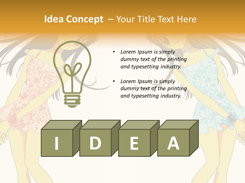 Two Girls With Long Hair Are Standing Next To Each Other PowerPoint Template