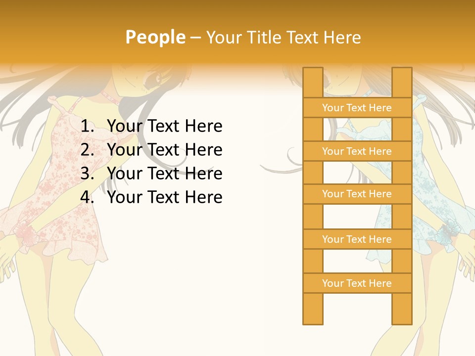 Two Girls With Long Hair Are Standing Next To Each Other PowerPoint Template