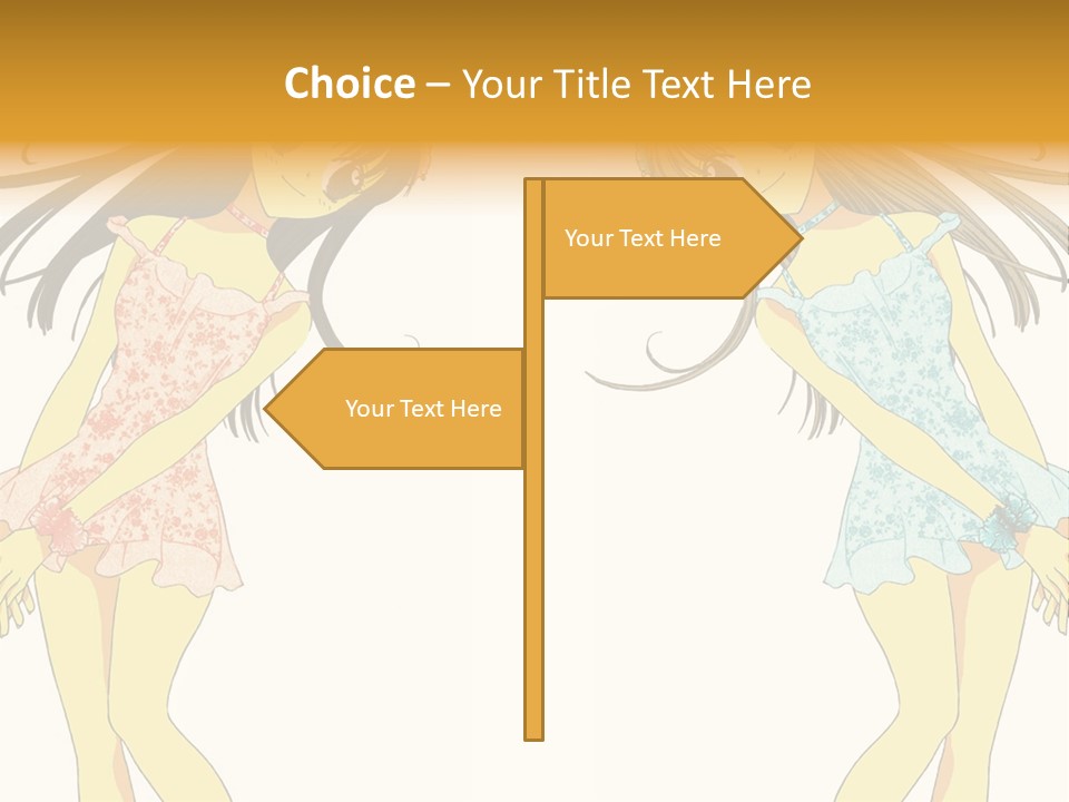 Two Girls With Long Hair Are Standing Next To Each Other PowerPoint Template