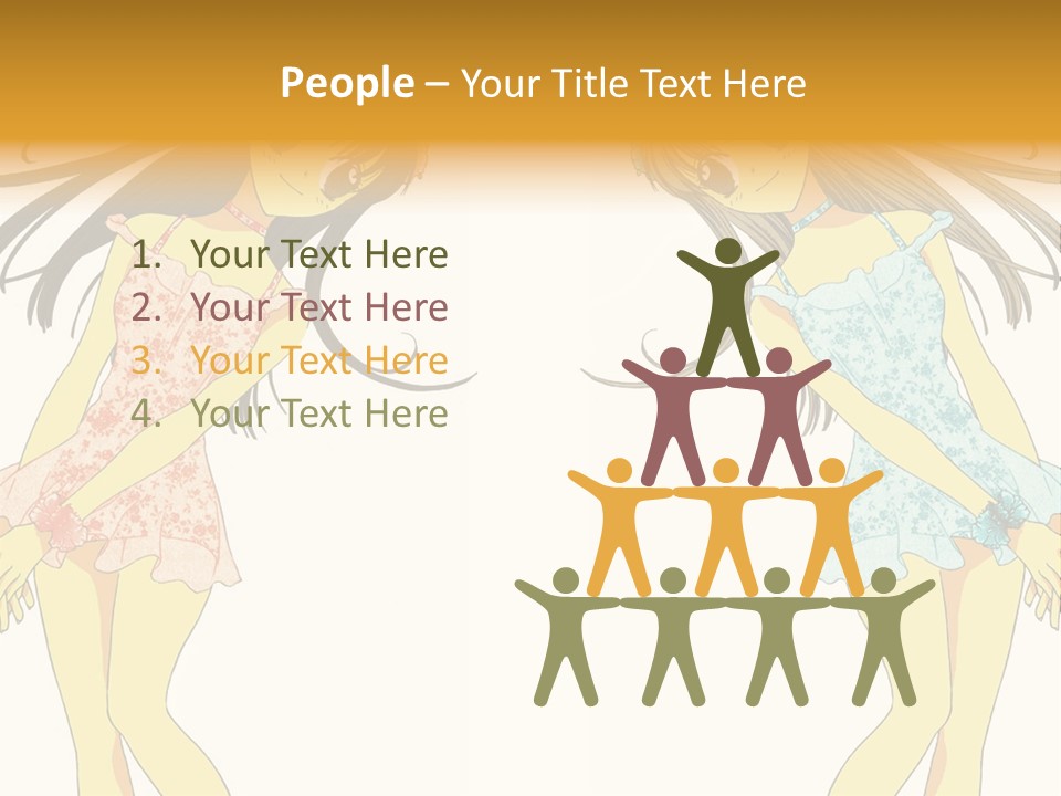 Two Girls With Long Hair Are Standing Next To Each Other PowerPoint Template