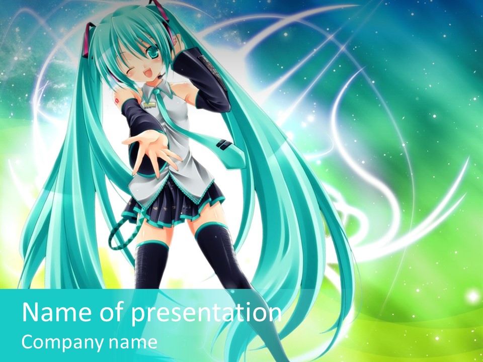 A Anime Character With Long Hair And Blue Hair PowerPoint Template