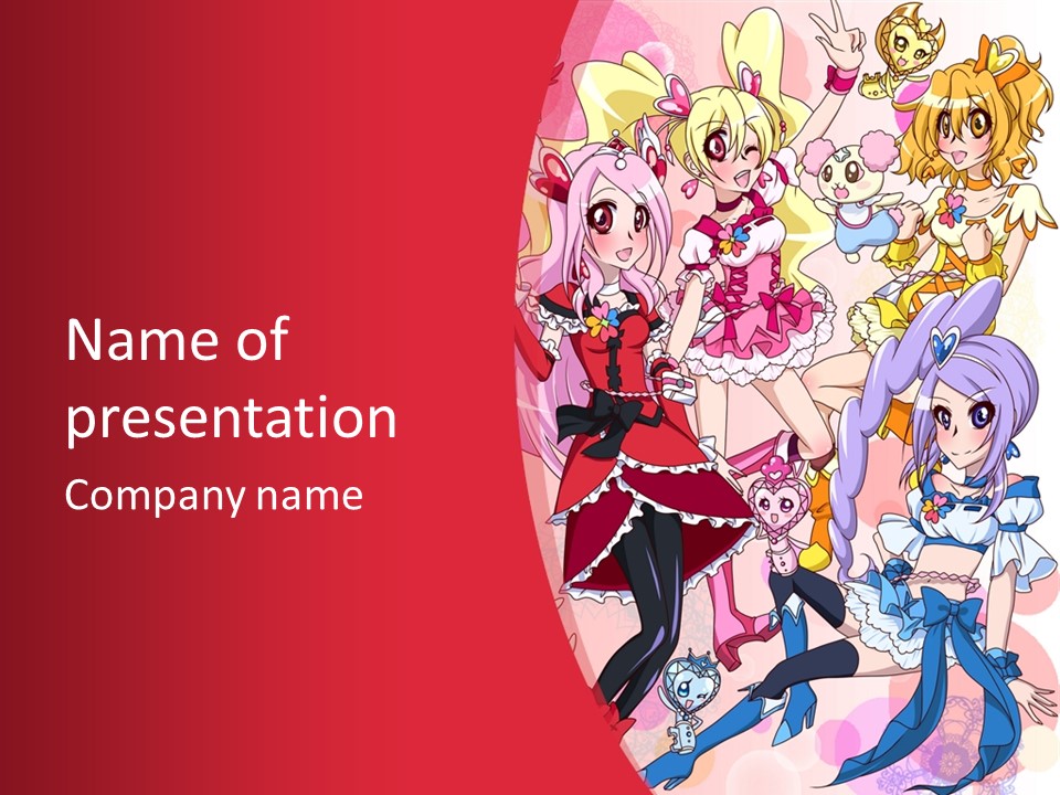 A Group Of Anime Girls Powerpoint Template PowerPoint Template