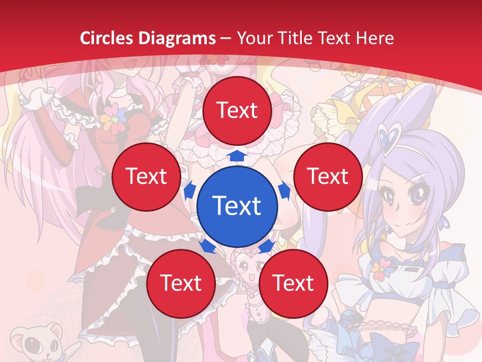 A Group Of Anime Girls Powerpoint Template PowerPoint Template