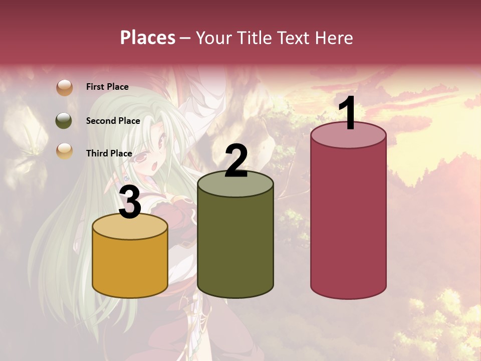 A Woman With Long Green Hair Standing In Front Of A Tree PowerPoint Template