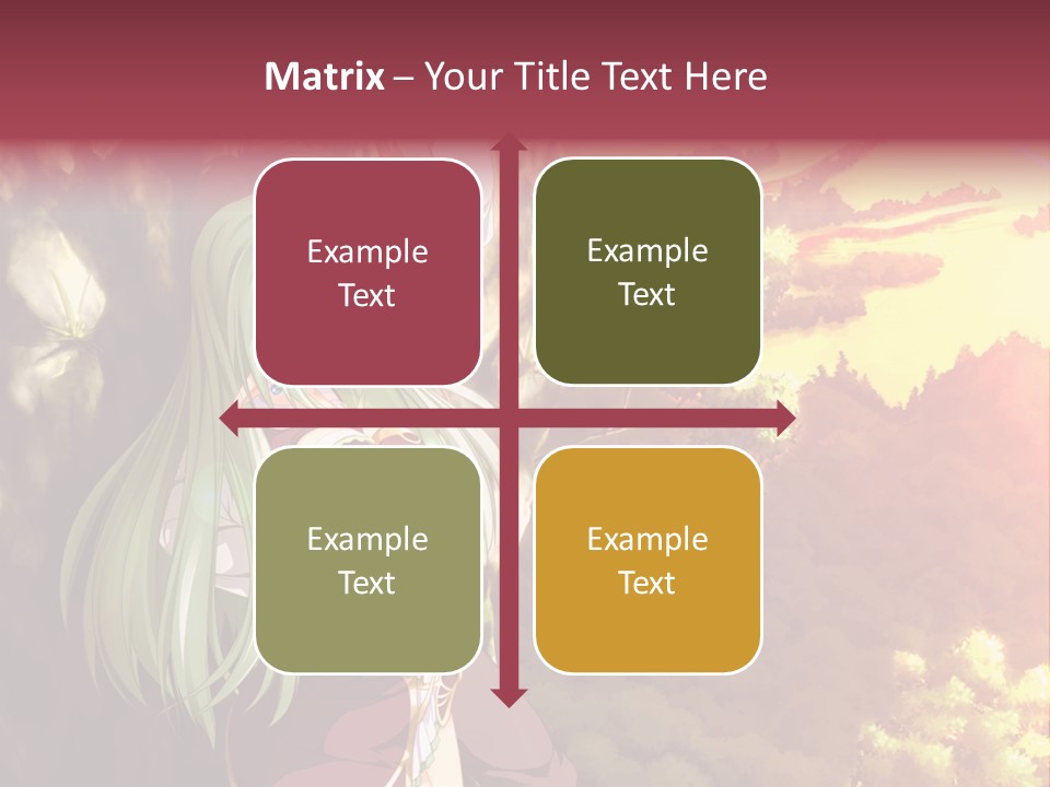 A Woman With Long Green Hair Standing In Front Of A Tree PowerPoint Template