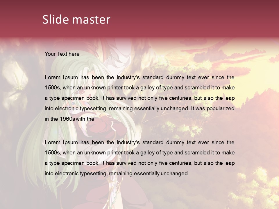 A Woman With Long Green Hair Standing In Front Of A Tree PowerPoint Template