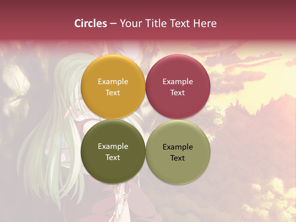 A Woman With Long Green Hair Standing In Front Of A Tree PowerPoint Template