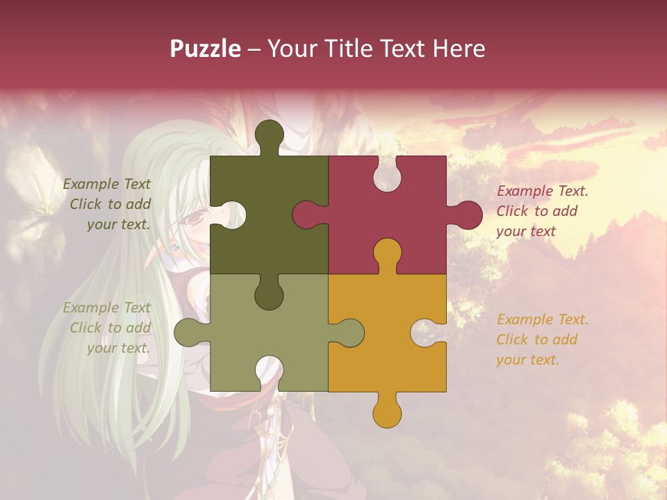 A Woman With Long Green Hair Standing In Front Of A Tree PowerPoint Template