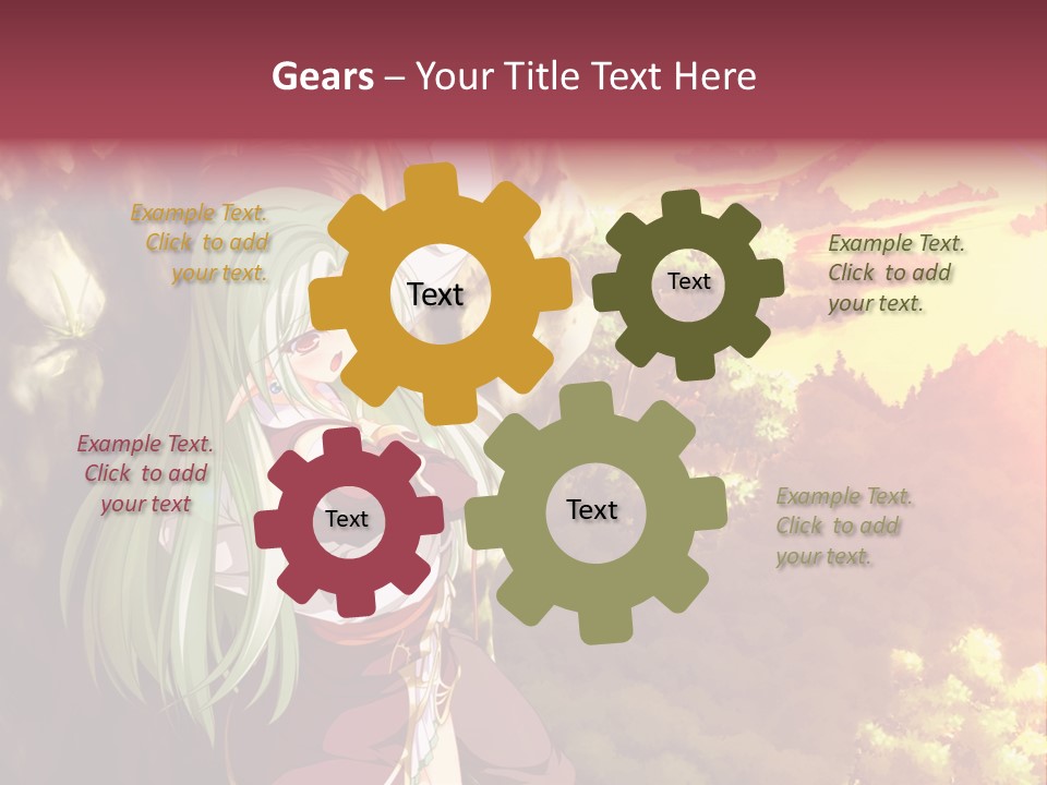 A Woman With Long Green Hair Standing In Front Of A Tree PowerPoint Template