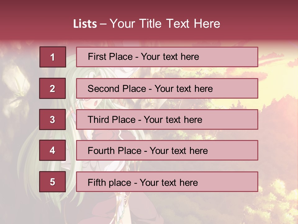 A Woman With Long Green Hair Standing In Front Of A Tree PowerPoint Template