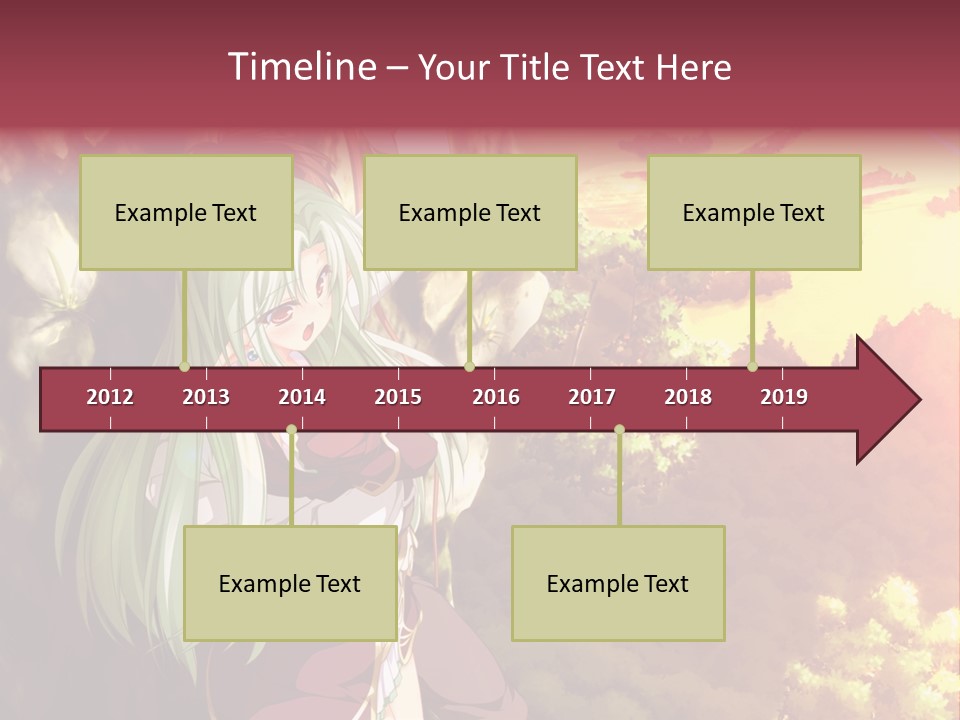 A Woman With Long Green Hair Standing In Front Of A Tree PowerPoint Template