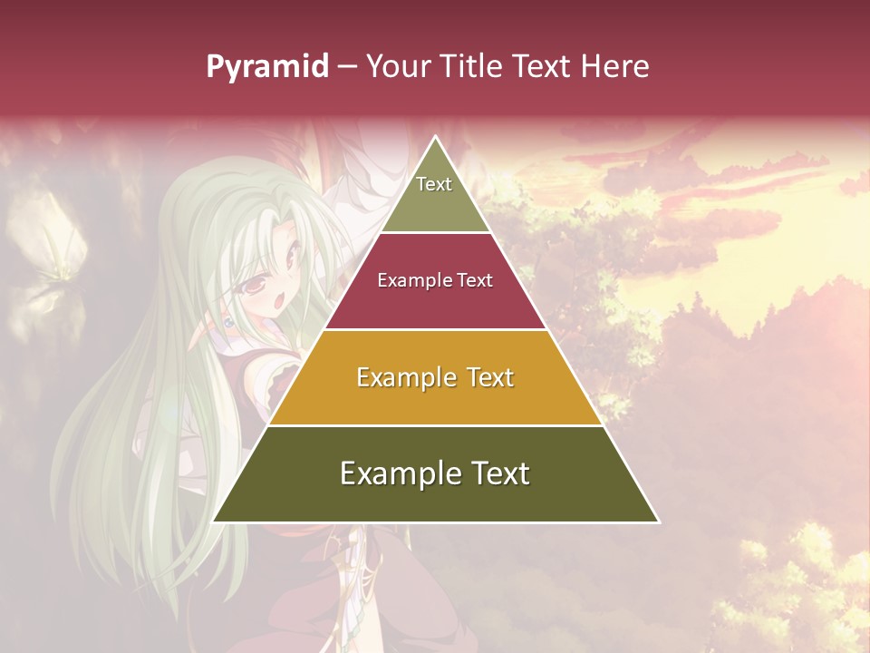 A Woman With Long Green Hair Standing In Front Of A Tree PowerPoint Template
