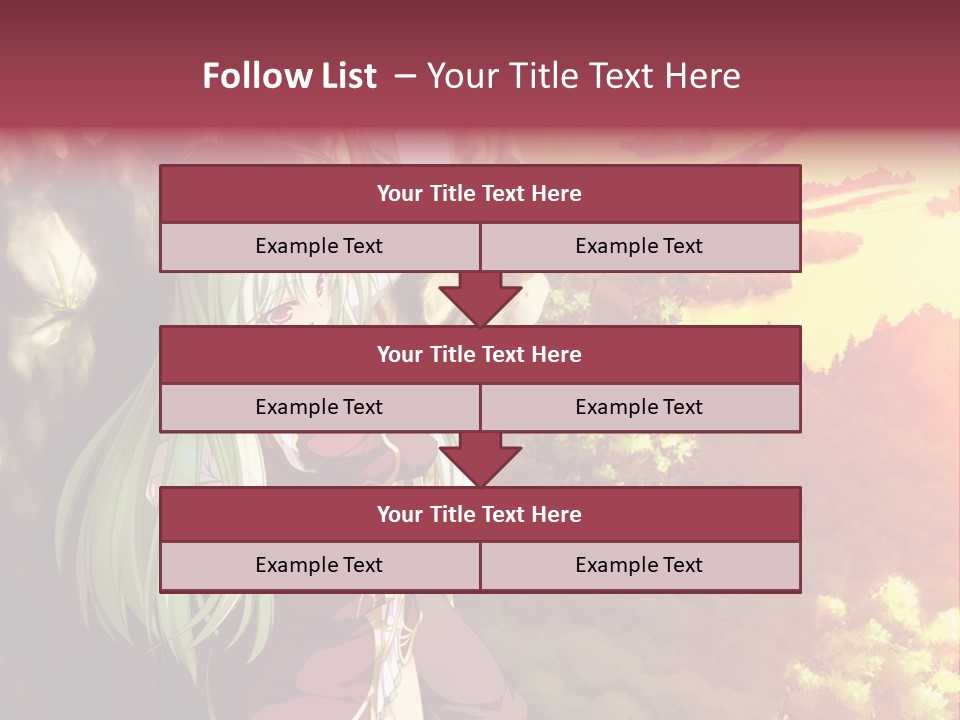 A Woman With Long Green Hair Standing In Front Of A Tree PowerPoint Template