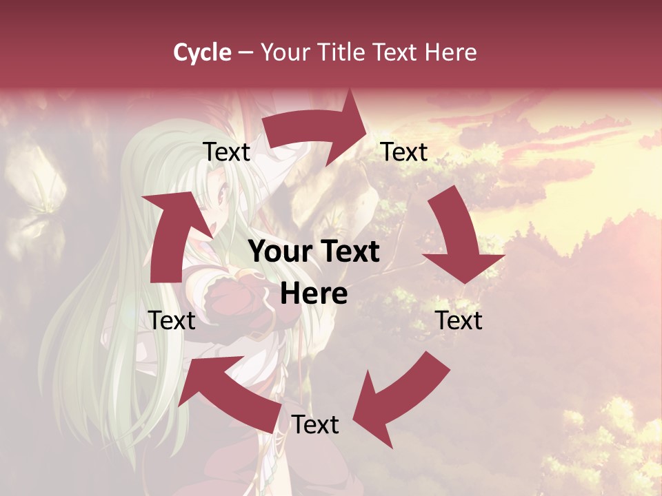 A Woman With Long Green Hair Standing In Front Of A Tree PowerPoint Template