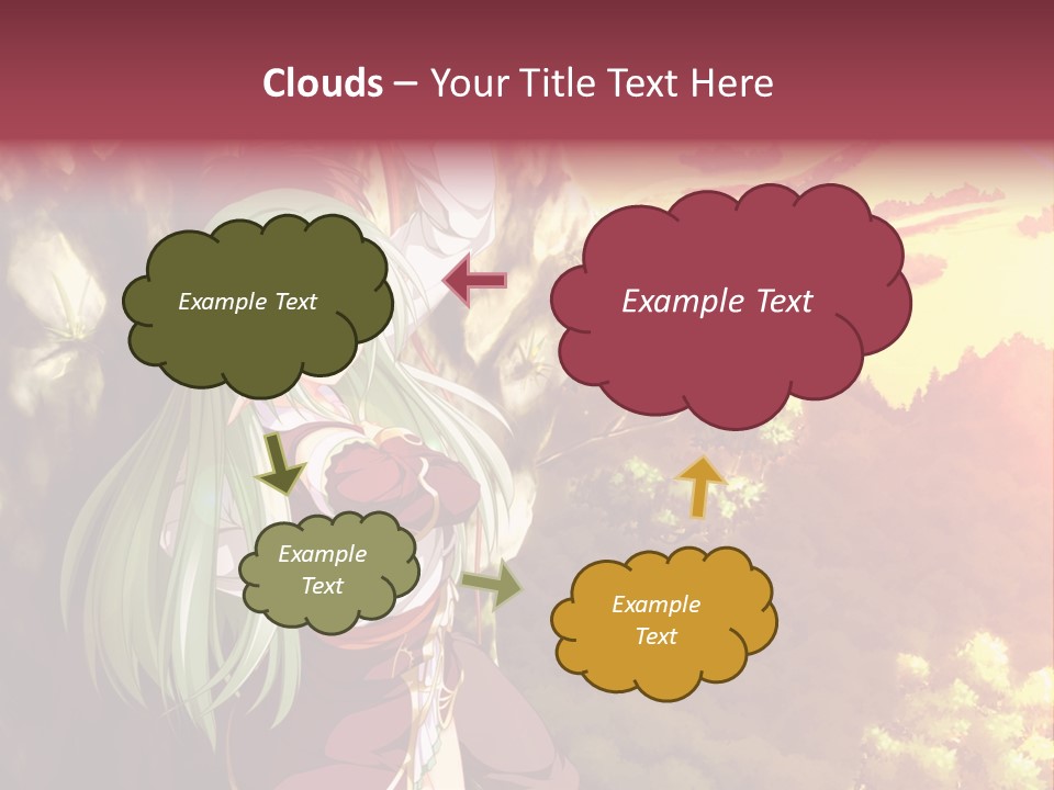 A Woman With Long Green Hair Standing In Front Of A Tree PowerPoint Template