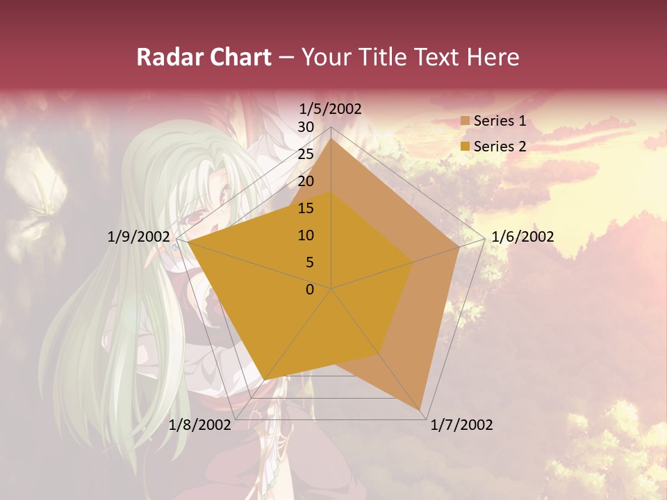 A Woman With Long Green Hair Standing In Front Of A Tree PowerPoint Template