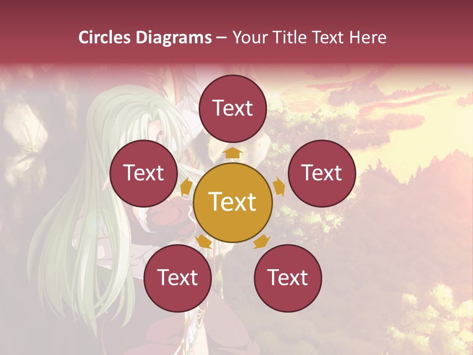 A Woman With Long Green Hair Standing In Front Of A Tree PowerPoint Template