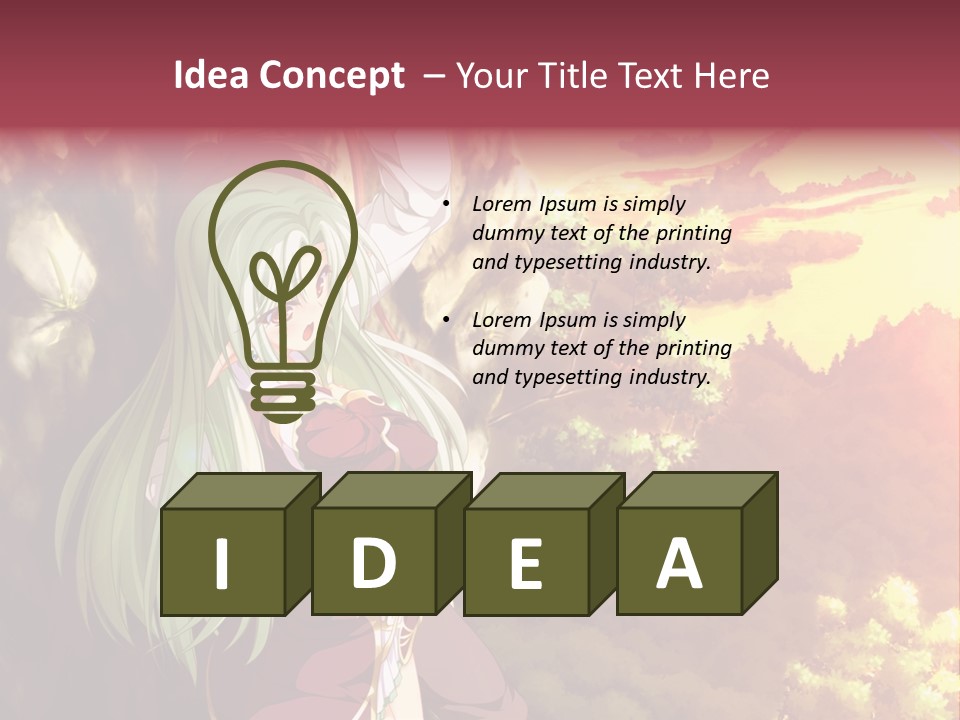 A Woman With Long Green Hair Standing In Front Of A Tree PowerPoint Template