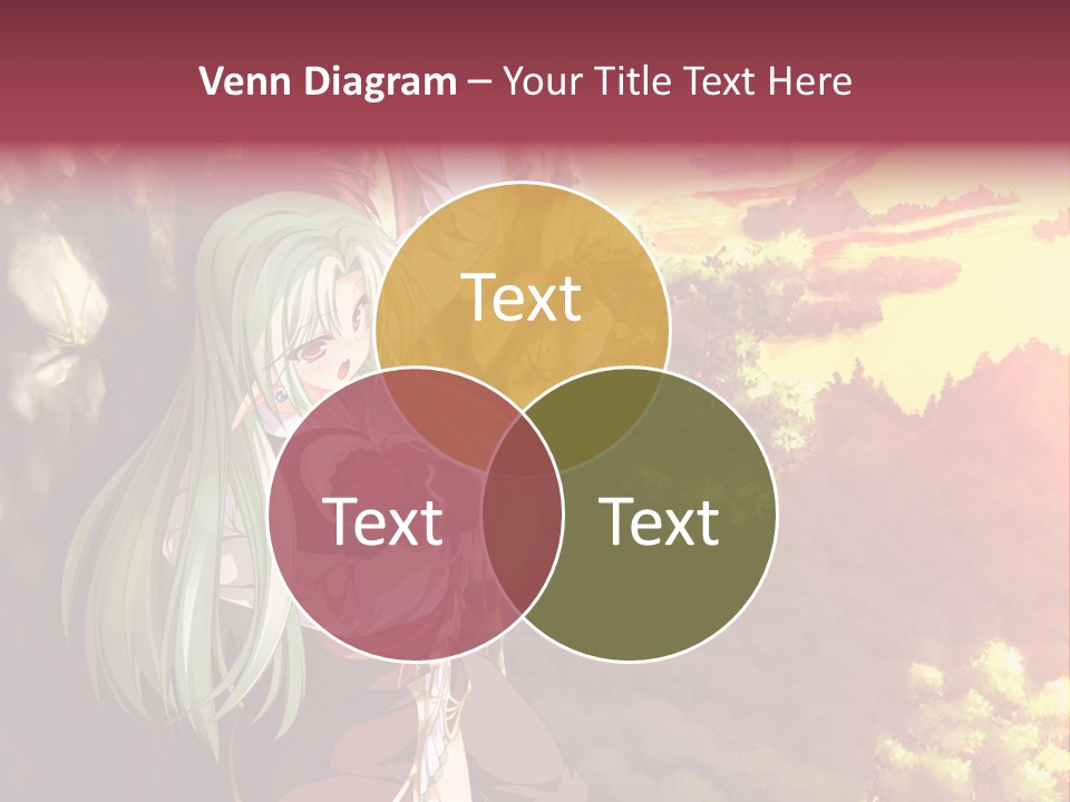 A Woman With Long Green Hair Standing In Front Of A Tree PowerPoint Template