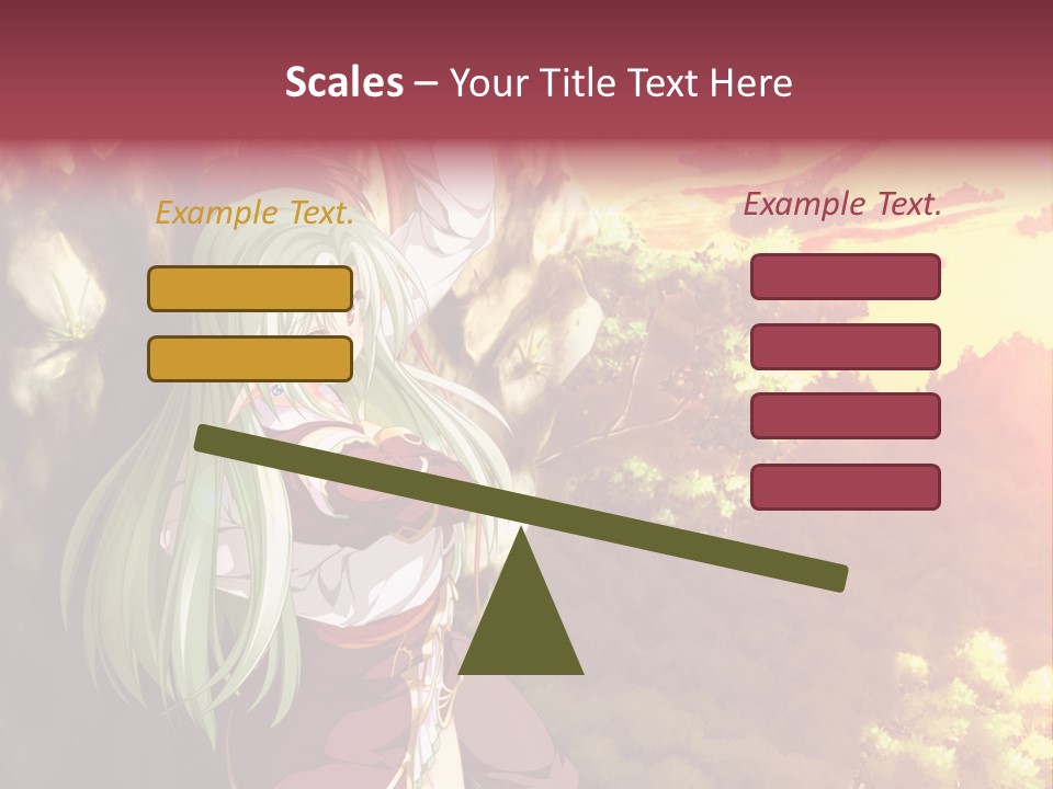 A Woman With Long Green Hair Standing In Front Of A Tree PowerPoint Template