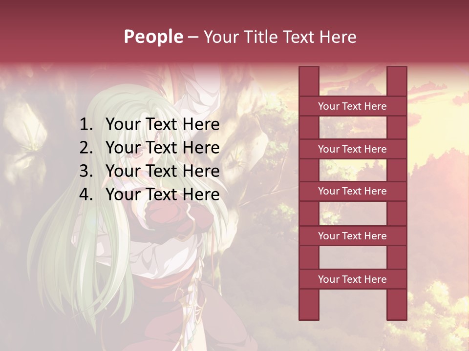 A Woman With Long Green Hair Standing In Front Of A Tree PowerPoint Template
