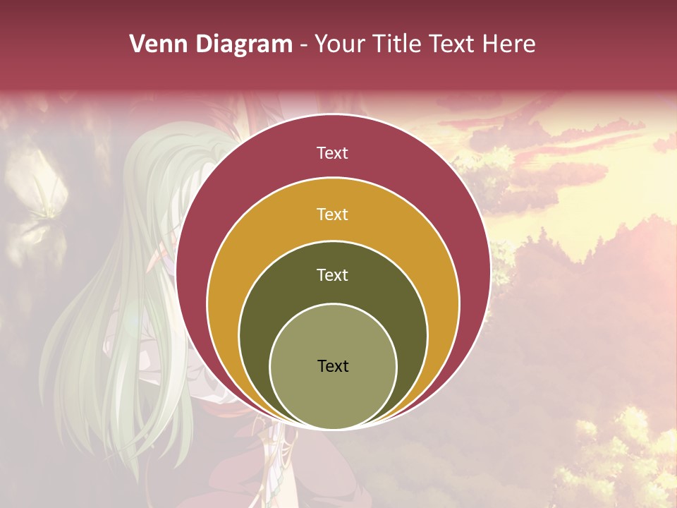 A Woman With Long Green Hair Standing In Front Of A Tree PowerPoint Template