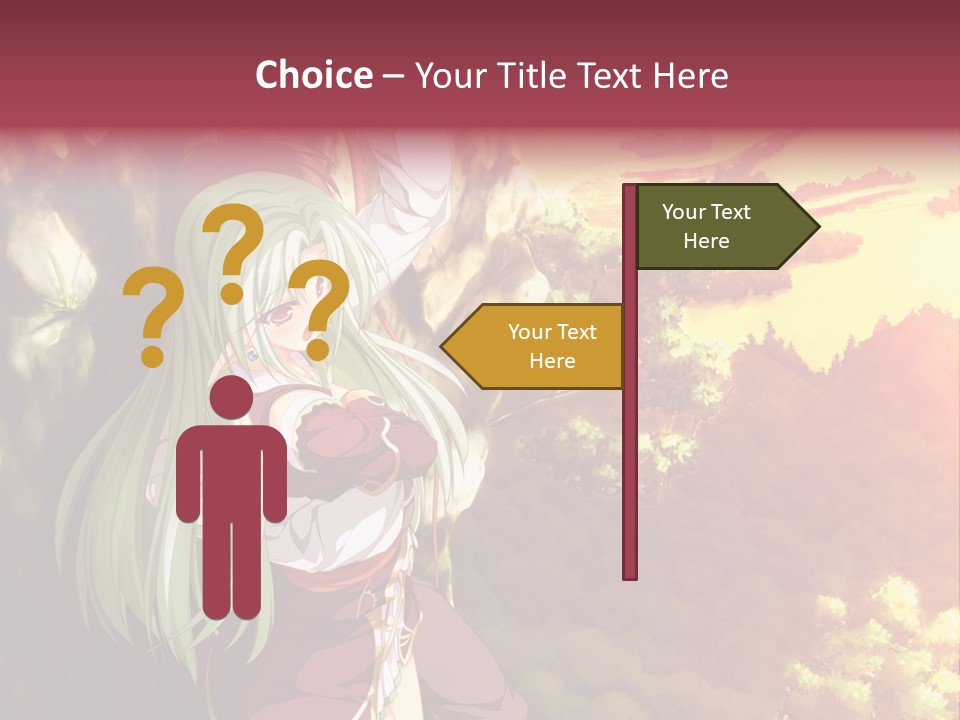 A Woman With Long Green Hair Standing In Front Of A Tree PowerPoint Template