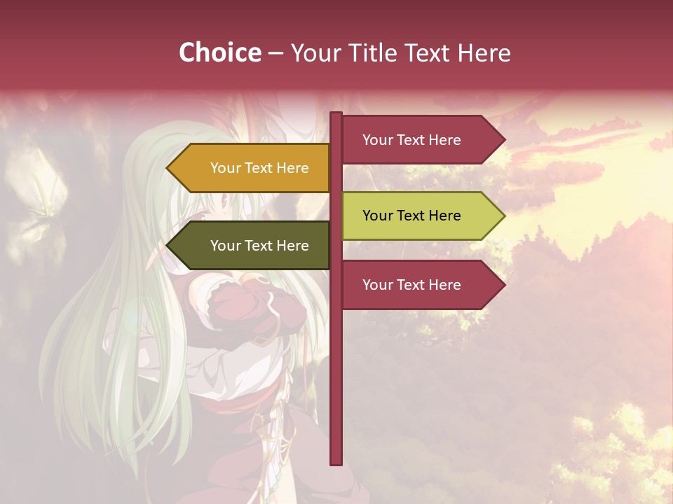 A Woman With Long Green Hair Standing In Front Of A Tree PowerPoint Template