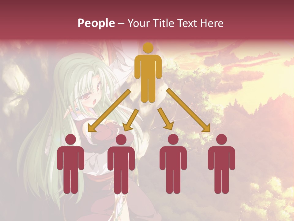 A Woman With Long Green Hair Standing In Front Of A Tree PowerPoint Template