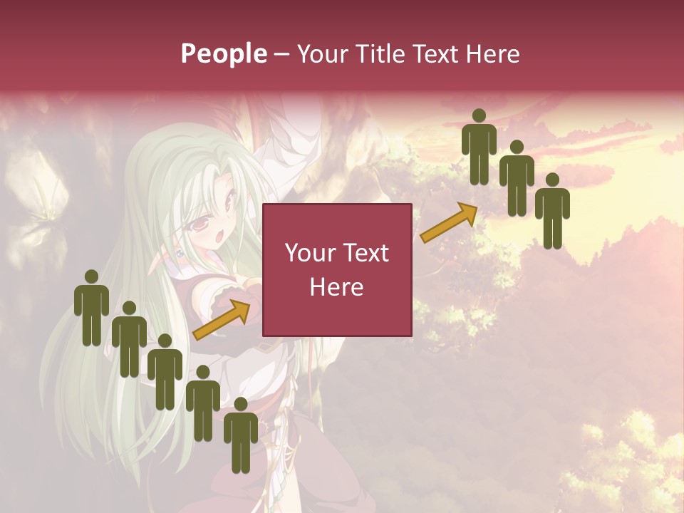 A Woman With Long Green Hair Standing In Front Of A Tree PowerPoint Template