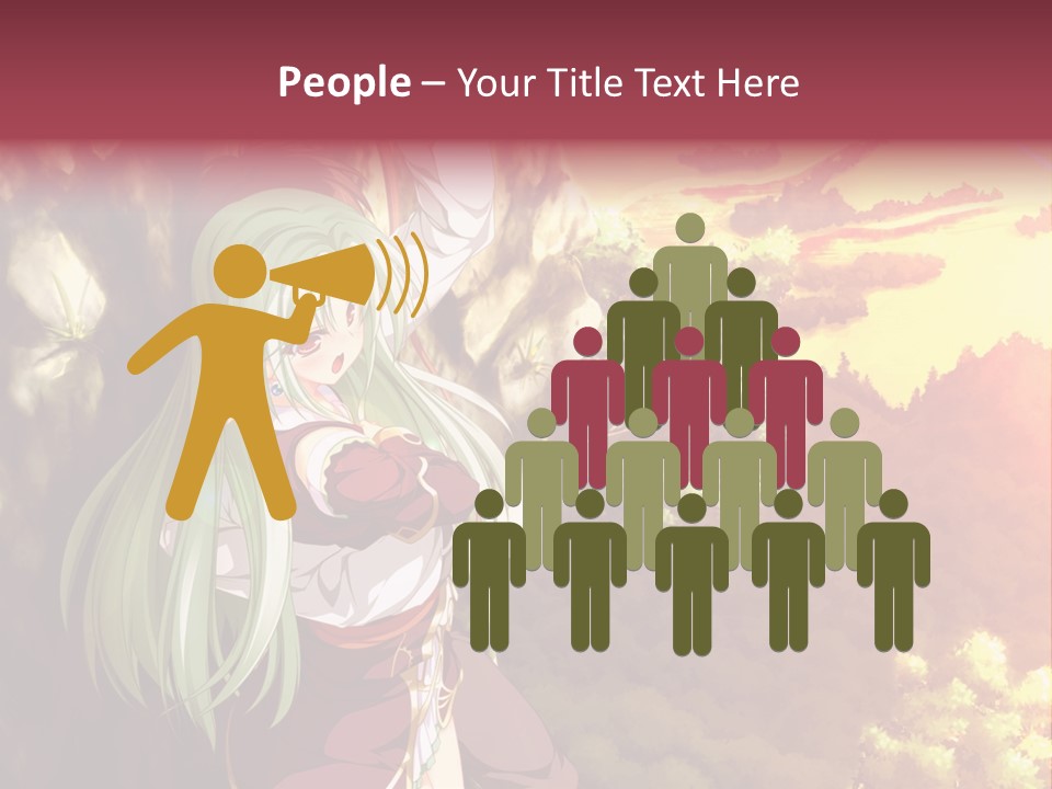 A Woman With Long Green Hair Standing In Front Of A Tree PowerPoint Template