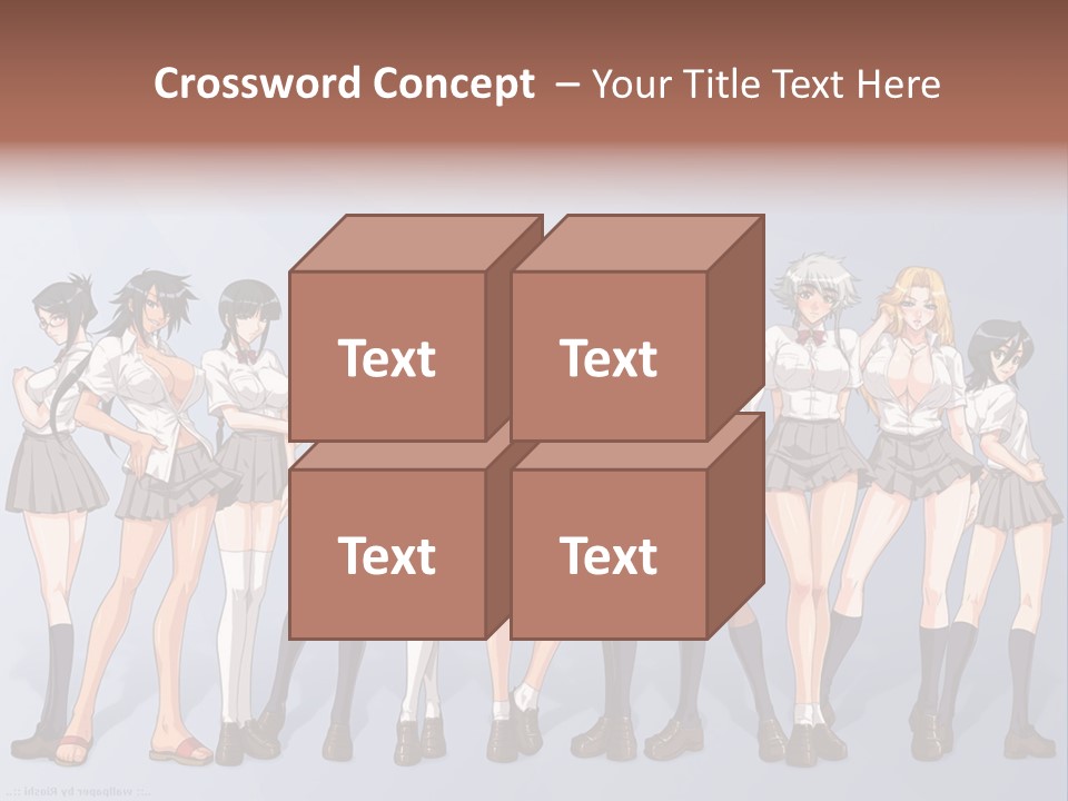 A Group Of Anime Girls Standing Next To Each Other PowerPoint Template