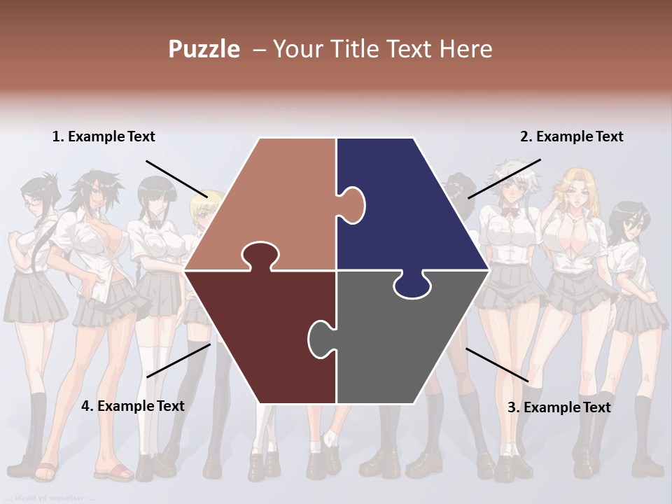 A Group Of Anime Girls Standing Next To Each Other PowerPoint Template