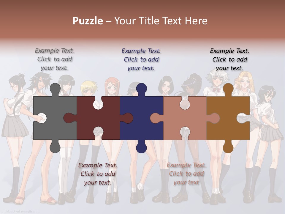 A Group Of Anime Girls Standing Next To Each Other PowerPoint Template