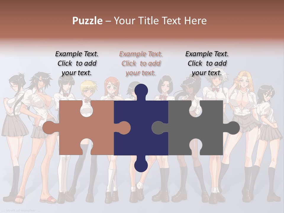 A Group Of Anime Girls Standing Next To Each Other PowerPoint Template