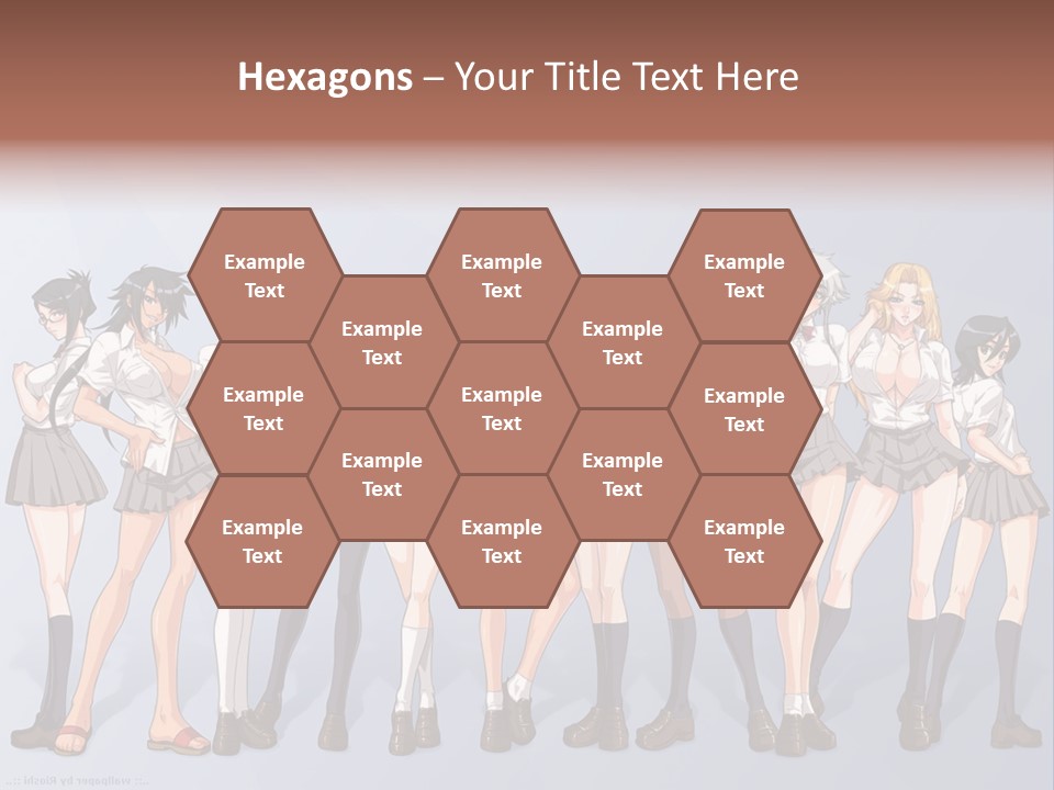 A Group Of Anime Girls Standing Next To Each Other PowerPoint Template