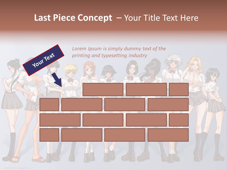 A Group Of Anime Girls Standing Next To Each Other PowerPoint Template